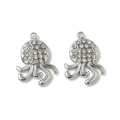304 Stainless Steel Rhinestone Pendants STAS-V015-06P-1