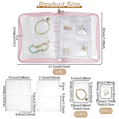 PVC Loose Leaf Jewelry Storage Bag ODIS-WH0038-90E-1