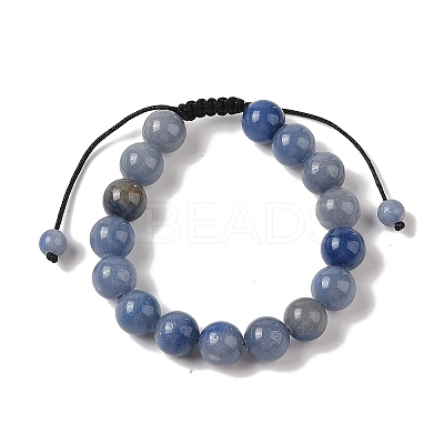 10mm Round Dyed & Heated Natural Blue Aventurine Braided Bead Bracelets BJEW-C067-01C-16-1