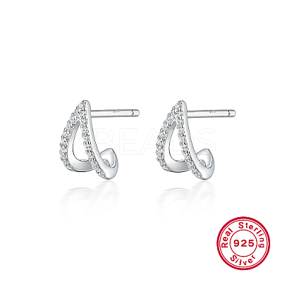 Anti-Tarnish Rhodium Plated 925 Sterling Silver Stud Earrings RF3970-3-1