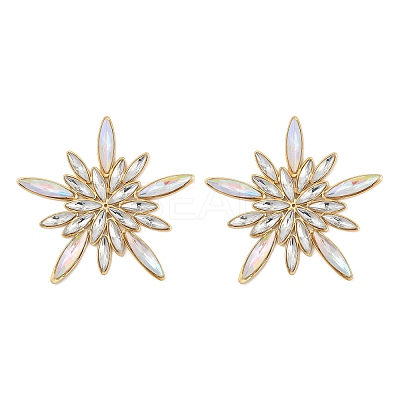 304 Stainless Steel Glass Stud Earrings for Women EJEW-M095-16G-1