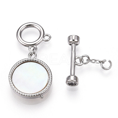 White Shell Toggle Clasps KK-P223-12P-02-1