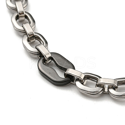Non-Tarnish Two Tone 201 Stainless Steel Oval Link Chain Bracelet BJEW-B078-37BP-1