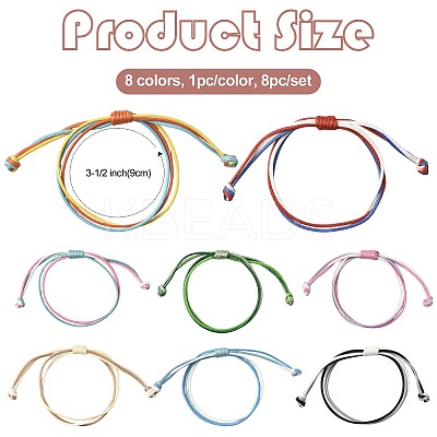 8Pcs 8 Colors Korean Waxed Polyester Cord Braided Bead Bracelets BJEW-FS00024-1