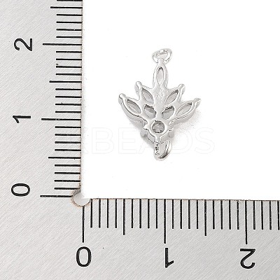 Brass Pave Clear Cubic Zirconia Leaf Links Connector Charms LS-KK-Z061-02P-01-1