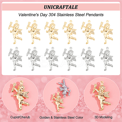 32Pcs 2 Colors Valentine's Day 304 Stainless Steel Pendants STAS-UN0040-27-1