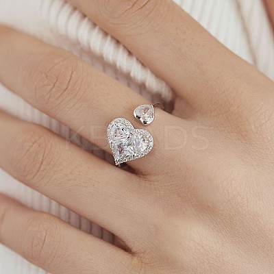 Rhodium Plated 925 Sterling Silver Birthstone Ring RJEW-F150-52P-1