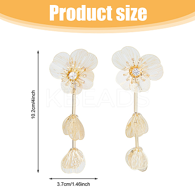 1 Pair Flower with Butterfly Alloy Dangle Stud Earrings EJEW-FI0002-03-1