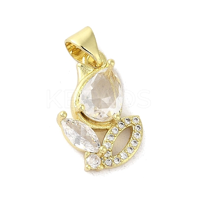 Rack Plating Brass Micro Pave Cubic Zirconia Pendants KK-C052-02B-G-1