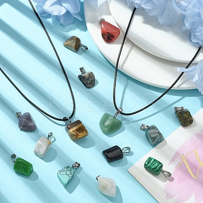 DIY Natural & Synthetic Mixed Gemstone Pendant Necklaces Making Kits DIY-YW0008-91-1