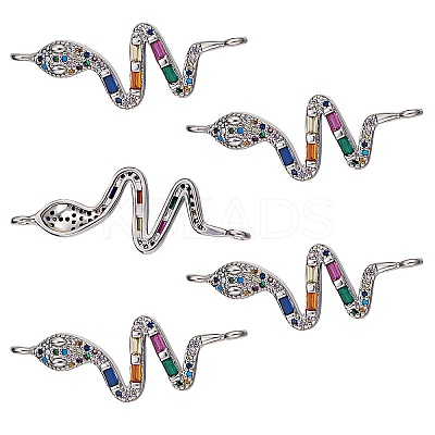 5Pcs Brass Micro Pave Cubic Zirconia Links Connectors ZIRC-SZ0002-80P-1