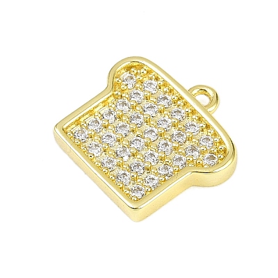 Brass Micro Pave Clear Cubic Zirconia Charms KK-L238-18G-1
