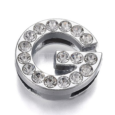 Alloy Letter Slide Charms RB-F034-01G-P-RS-1