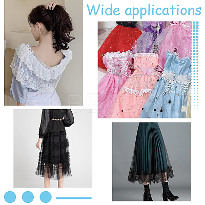 10M Polyester Pleated Lace Trim Ribbon DIY-GF0009-03A-1