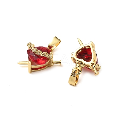 Brass Micro Pave Cubic Zirconia Charms KK-G533-09G-1