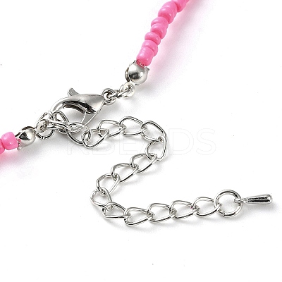 Glass Flower Beaded Necklace NJEW-Z029-03C-1