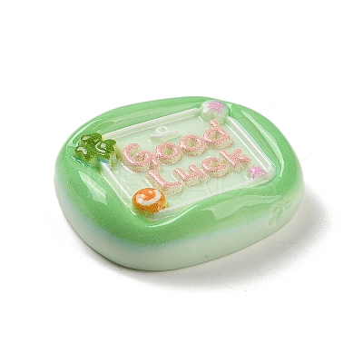 Square Cartoon Word Good Luck Opaque Resin Decoden Cabochons RESI-R447-02E-1