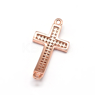 Curved Latin Sideways Cross Brass Micro Pave Cubic Zirconia Links ZIRC-E010-02RG-1