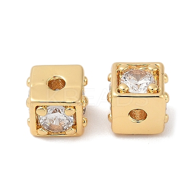 Brass Cubic Zirconia Beads KK-Q030-14A-G-1