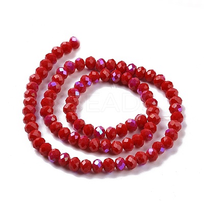 Electroplate Opaque Solid Color Glass Beads Strands EGLA-A044-P4mm-L22-1