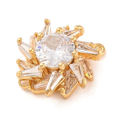Brass Pave Clear Cubic Zirconia Connector Charms KK-S389-40G-1