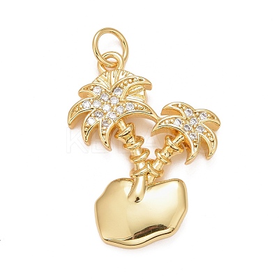 Rack Plating Brass Micro Pave Clear Cubic Zirconia Pendants KK-M229-35G-1