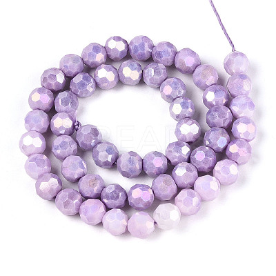 Anti-Tarnish Electroplate Glass Beads Strands X-EGLA-T021-8mm-15-08-1