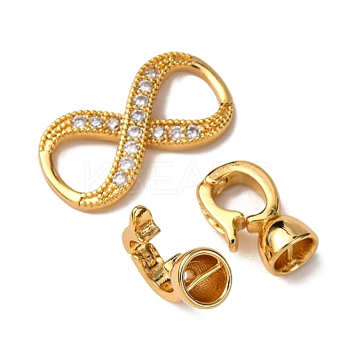 Brass Micro Pave Clear Cubic Zirconia Fold Over Clasps KK-Z121-28G-1
