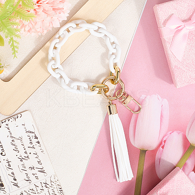 2Pcs Acrylic & Zine Alloy & PU Pendant Decoration KEYC-CL0001-44B-1
