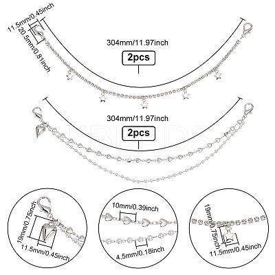 4Pcs 2 Styles Alloy Shoe Decoration Chain AJEW-FG0003-81A-1