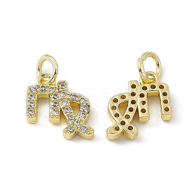 Real 18K Gold Plated Brass Micro Pave Clear Cubic Zirconia Charms KK-E068-VB411-6-1