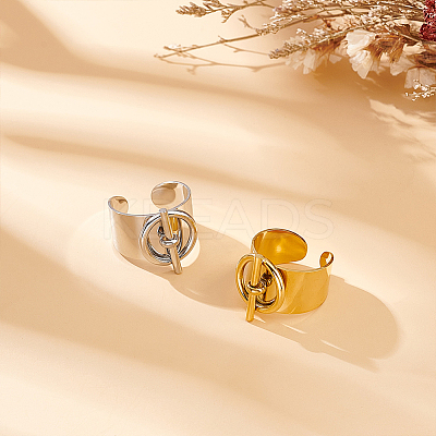 4Pcs 2 Colors Stainless Steel Open Cuff Rings Set for Lovers RJEW-UN0002-94-1