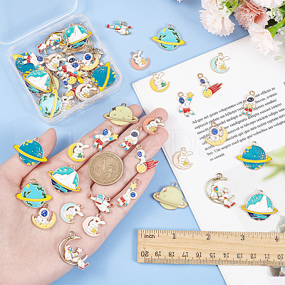 60Pcs 15 Style Alloy Enamel Pendants ENAM-AR0001-52-1
