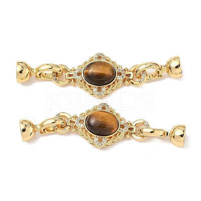 Brass Micro Pave Clear Cubic Zirconia Fold Over Clasps KK-U059-41G-01-1