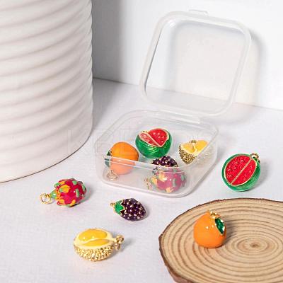 10Pcs 5 Style Fruit Theme Brass Enamel Pendants KK-LS0001-32-1