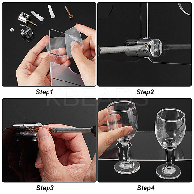 4-Hole Acrylic Wall-Mounted Glass Holder Display Racks ODIS-WH0027-051B-1