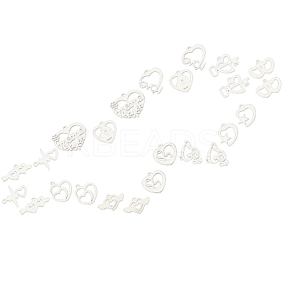 24Pcs 12 Styles 201 Stainless Steel Pendants STAS-SC0002-85-1
