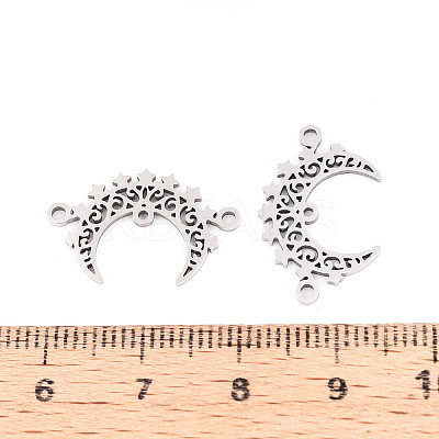 201 Stainless Steel Laser Cut Crescent Moon/Double Horn Chandelier Component Links STAS-T066-93P-1