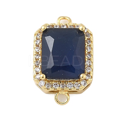 Rack Plating Brass Micro Pave Clear Cubic Zirconia Rectangle Connector Charms KK-A234-028G-02-1