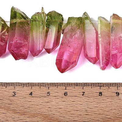 Two Tone Spray Painted Natural Quartz Crystal Points Beads Strands G-Q610-03C-1