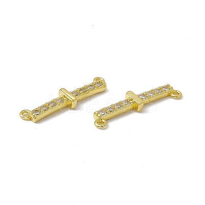 Rack Plating Brass Micro Pave Clear Cubic Zirconia Connector Charms KK-C007-37G-I-1