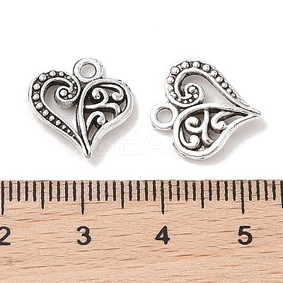 Tibetan Style Filigree Alloy Heart Charms X-TIBEP-0277-AS-RS-1