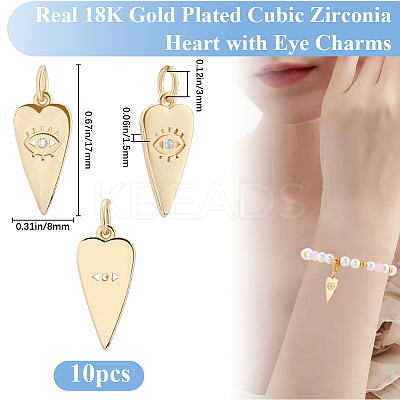 10Pcs Brass Micro Pave Cubic Zirconia Pendants KK-BBC0015-25-1