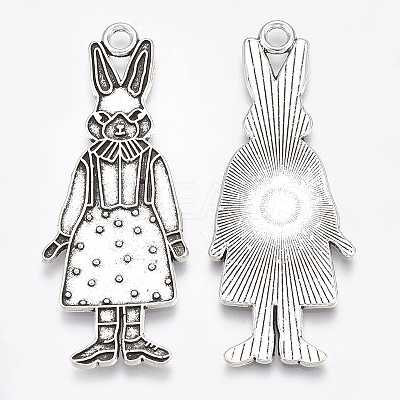 Tibetan Style Alloy Bunny Pendant Enamel Settings LS-X-TIBE-S314-26AS-LF-1