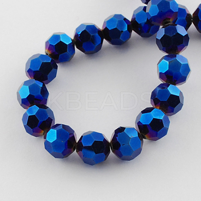 Faceted(32 Facets) Electroplate Glass Bead Strands X-EGLA-R042-6mm-01-1
