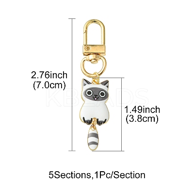 Cat Alloy Enamel Pendant Decorations HJEW-FZ00010-1