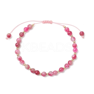 Natural Watermelon Tourmaline Beaded Braided Bead Bracelets for Women BJEW-JB12528-01-1