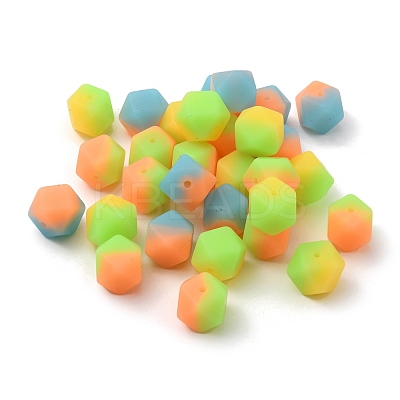 30Pcs 3 Colors Two Tone Luminous Silicone Beads SIL-NB0001-10-1