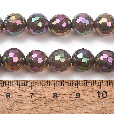 Electroplated Natural Agate Beads Strands G-B191-A07-10mm-03-1