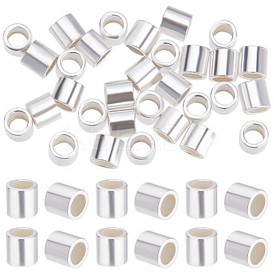 Anti-Tarnish 50Pcs Rhodium Plated 925 Sterling Silver Crimp Beads STER-BBC0001-28-1